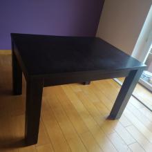 Stół rozkładany do salonu + 5 krzeseł, lite drewno wenge 90x120 x 270