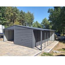 Garaż blaszany z wiatą 6x6