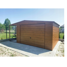 Garaż blaszany z wiatą 4x6